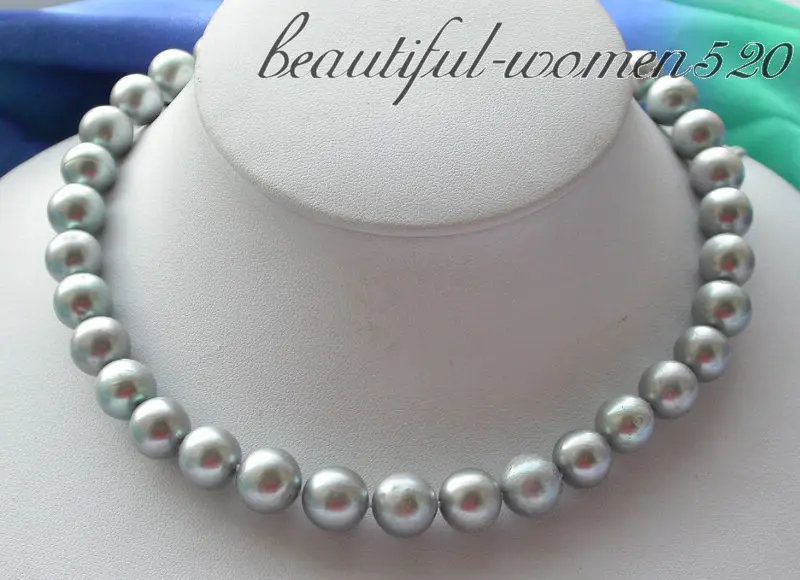 

Z3605 16" 12mm gray round freshwater CULTURED PEARL necklace