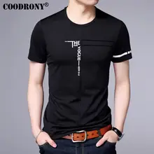 COODRONY Весна Лето Новое поступление модная футболка с буквенным принтом с коротким рукавом и круглым вырезом мужские футболки из чистого хлопка мужские топы S7620