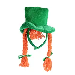 Костюм Святого Патрика, косичка, топ, шляпа, головной убор, зеленые вечерние ирландские шляпы, День Святого Патрика