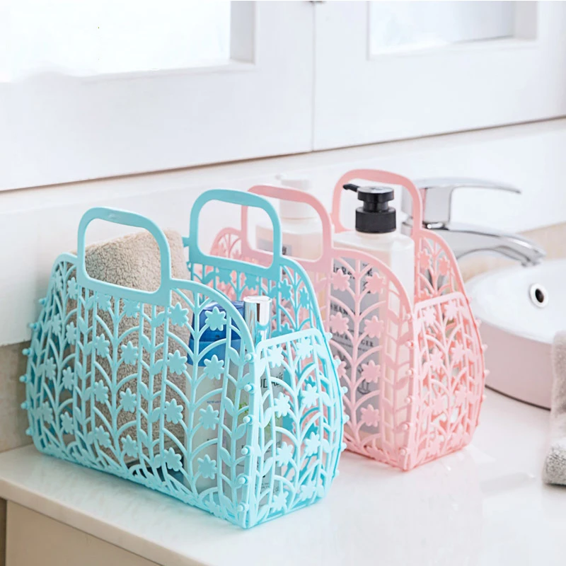 

Desktop Multifunction Collapsible Hollow Folder Storage Basket Kitchen Sundries Bathroom Supplies Drain Storage Box Baskets