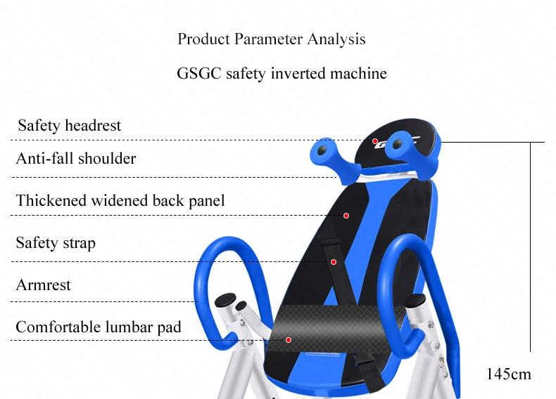 Складной стол для инверсионной терапии сзади Носилки машина перевернутый вверх дном 6 безопасности растяжки оборудования Регулируемая высота