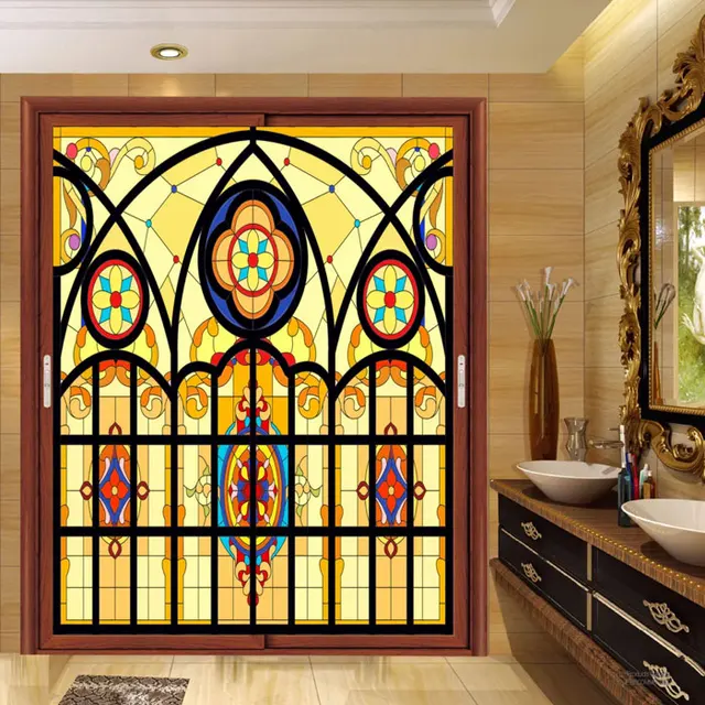 Church frosted stained glass window film custom size electrostatic home foil door stickers PVC