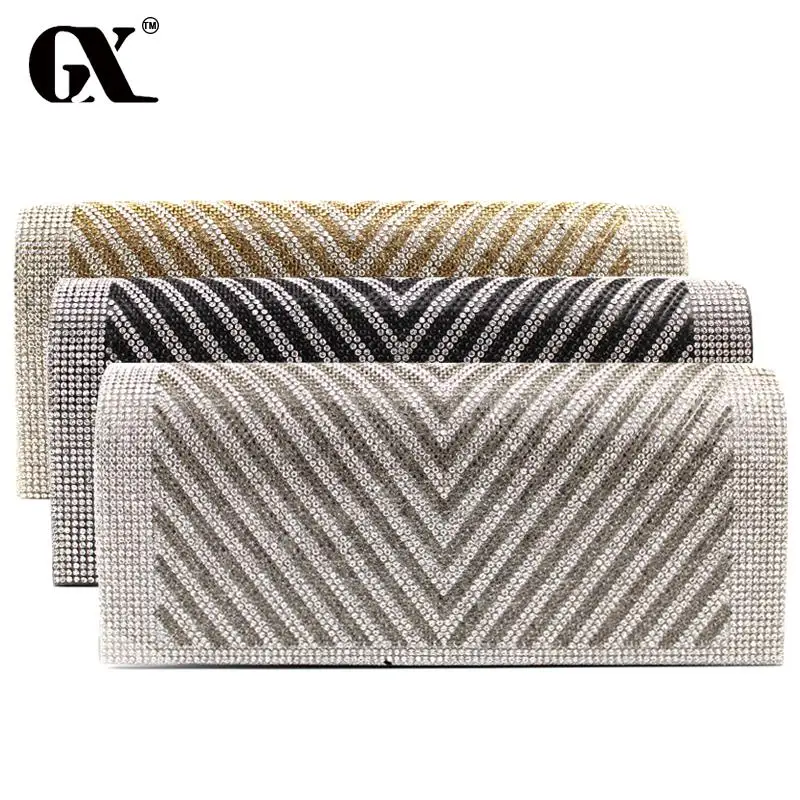 GX 2016 New Design Ladies Evening Party Rhinestone Small Casual font b Clutch b font Bag