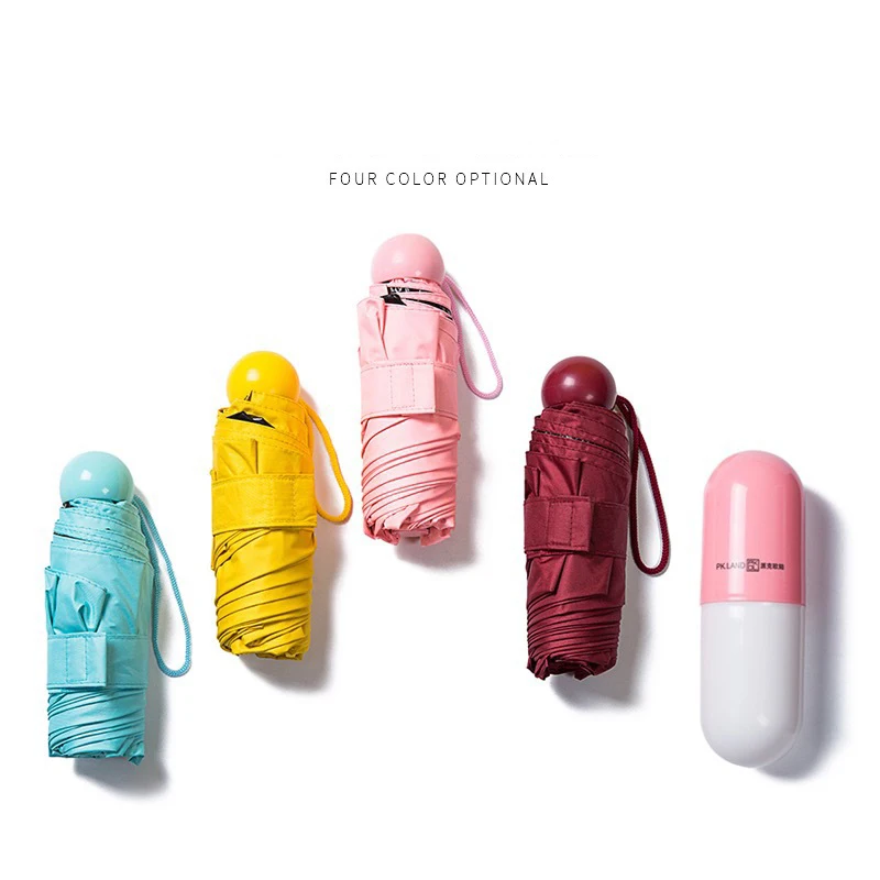 Capsule Ultra Light Five Folding Mobile Phone Umbrella Rain Stopper