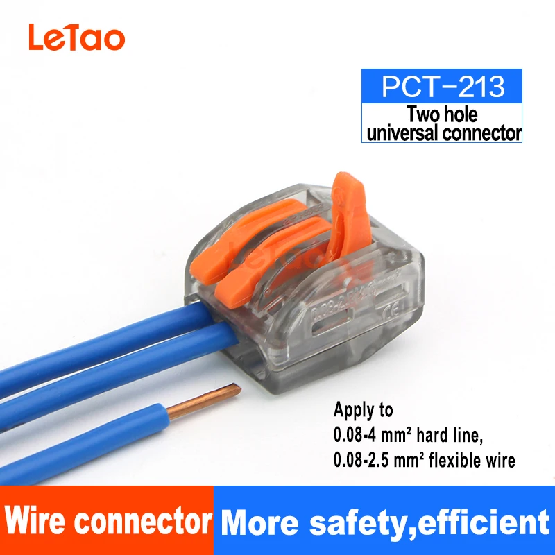 

10PCS/LOT PCT-213Clear Universal Compact Wire lighting Connector Terminal Block 2 pin Conductor