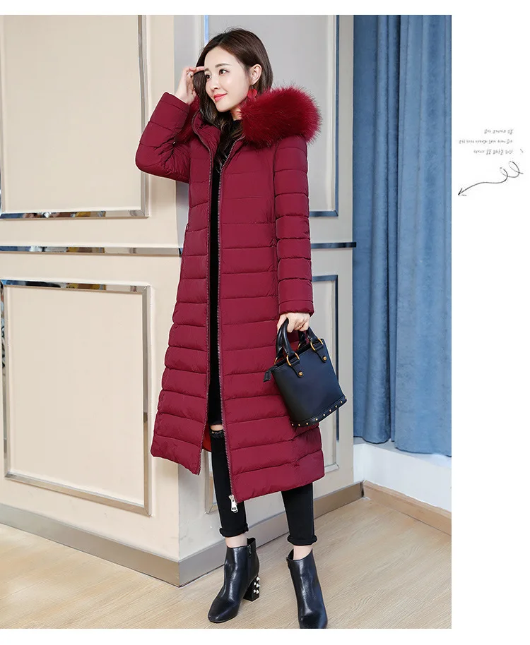 Women popular new women long over-the-knee heavy cotton-padded jacket fashionable with thick coat