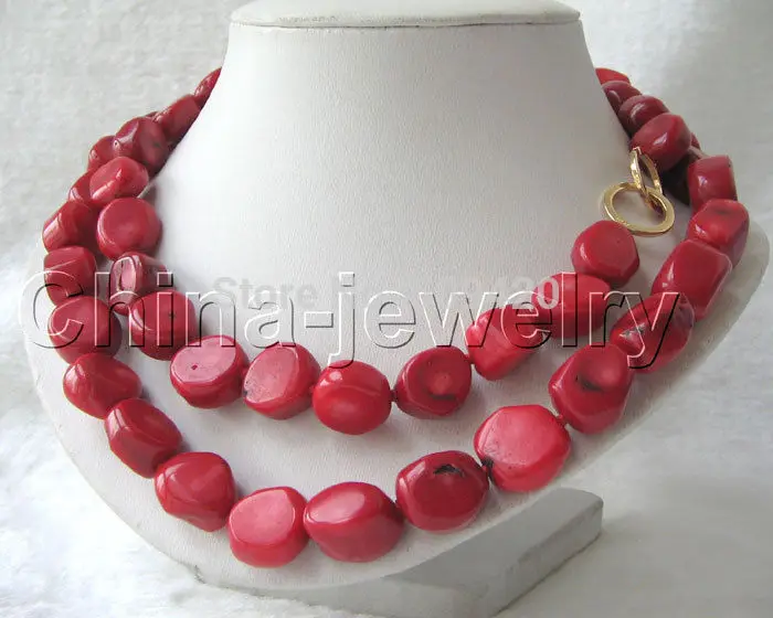 

Wholesale>>>Beautiful 32" natural 17mm red coral necklace #@