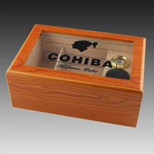 Высококачественный деревянный желтый цвет сигарный гумидор классический деревянный ящик для хранения сигар чехол для коллекции W/увлажнитель с гигрометром