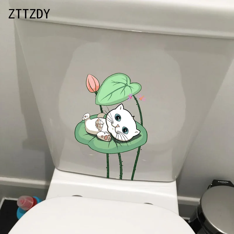 ZTTZDY 14 5*21 1 см кошки на листьях лотоса наклейка для спальни домашний декор