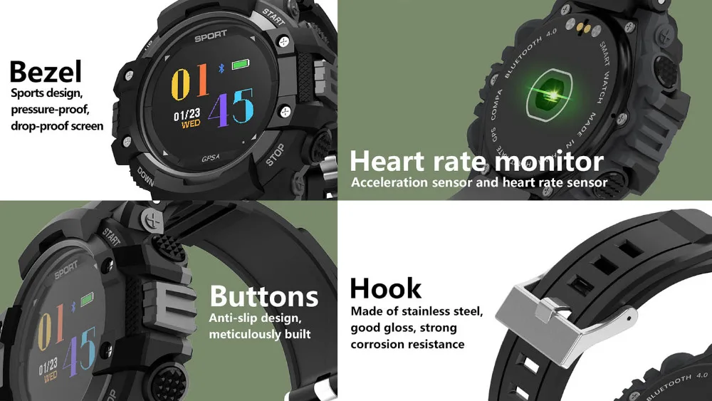 Outdoor GPS Smart Watch Bluetooth Smartwatch Multi Sports Heart Rate Thermometer Fitness Tracker for Samsung Galaxy Note 8 5 4 3