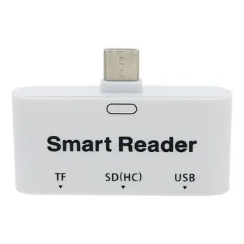 

Type C 3 in 1 USB 2.0/TF/SD(HC) Slot to OTG Smart Card Reader Adapter Converter White color