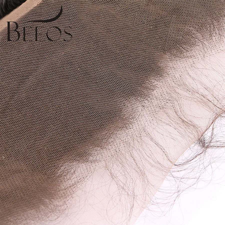 BEEOS Peruvian Deep Wave 13*4 Lace Frontal Remy Hair Pre Plucked Frontal Closure With Baby Hair Ear To Ear Swiss Lace