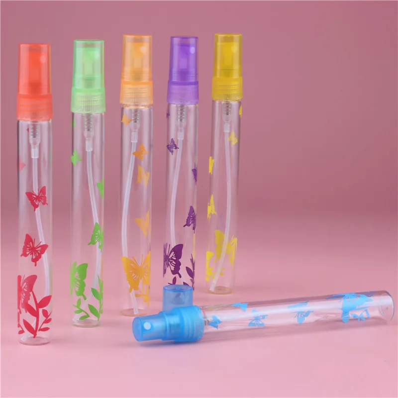 10ML 6Pieces/Lot Mini Sample Glass Perfume Bottle With Spray&ampEmpty Parfum Case Butterfly Printing Outside | Красота и здоровье
