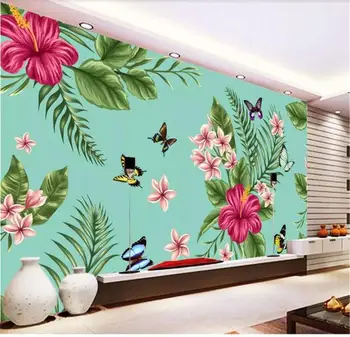 

Custom Size 3D Photo Wallpaper Living Room Mural Sofa TV Backdrop Hand Drawn Butterfly Flower 3D Painting Wallpaper Home Decor