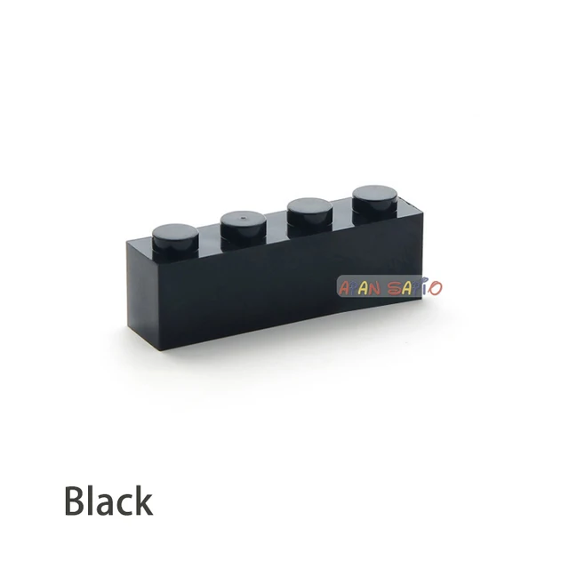 50PCS DIY Building Blocks Thick Figures Bricks 1x4 Dots Educational Creative Size Compatible With Brand Toys for Children 3010 Black 50pcs