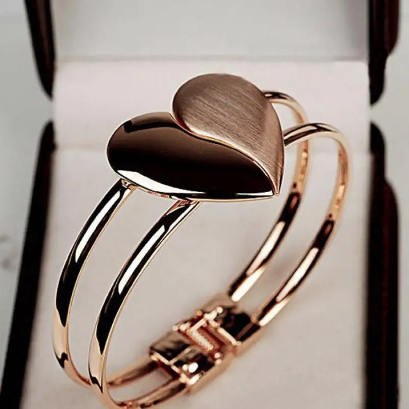 

OTOKY Elegant Love Heart Bangle Lady Elegant Braccialetto Fashion Cuff Bling Rose Gold Pulseras Brazalete Wristband bracelet