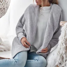 Nadafair пушистое пальто с капюшоном, с длинным рукавом, из овечьей шерсти, пальто из искусственного меха для женщин, осенне-зимний Кардиган, плюшевый мех, пушистая куртка для женщин