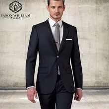 LN012 Business Men Suits Custom Made Bespoke Classic Black Wedding Suits For Men Tailor Made Groom Two pieces (Jacket+Pants)