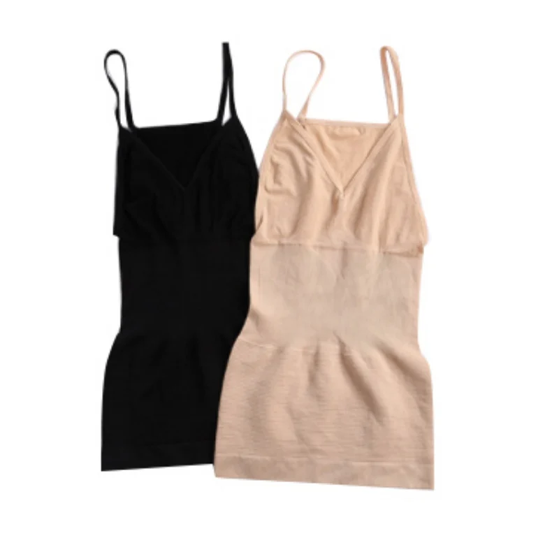 Women High Elastic Waist Shape Control Camisole Vest Corset Sexy V-Neck Sleeveless Crop Tops Solid Body Seamless Tank