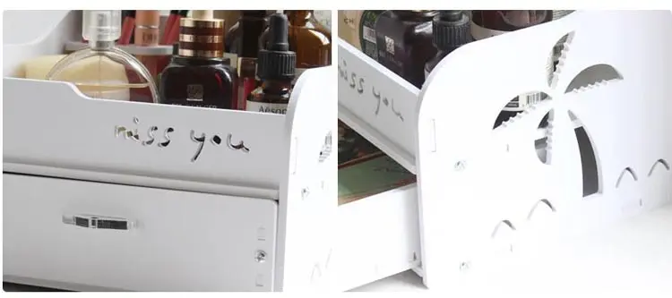 Модные деревянные-Пластик доска косметическая коробка ящик Рабочий стол ящик для хранения пластиковые стеллажи для хранения косметики шкатулка с зеркалом