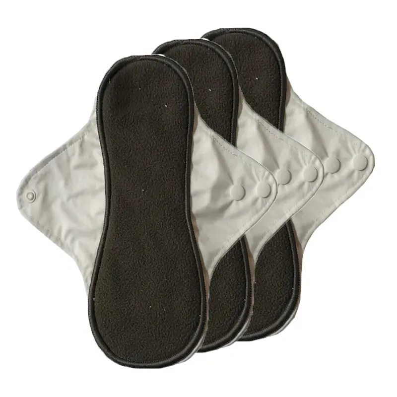 

3 PCS Washable Charcoal Bamboo Cloth Menstrual Pads Night Women Ladies Resuable Sanitary Pads Panty Liner Nappy Sanitary Napkins