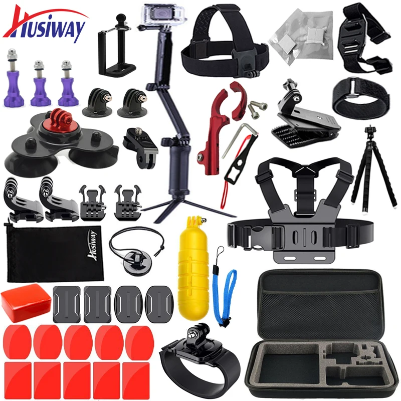 

Husiway Accessories kit for Gopro Hero 5 6 Black Edition 4 3 Session Set for SOOCOO / Akaso / Yi 4K for eken h8r 56A