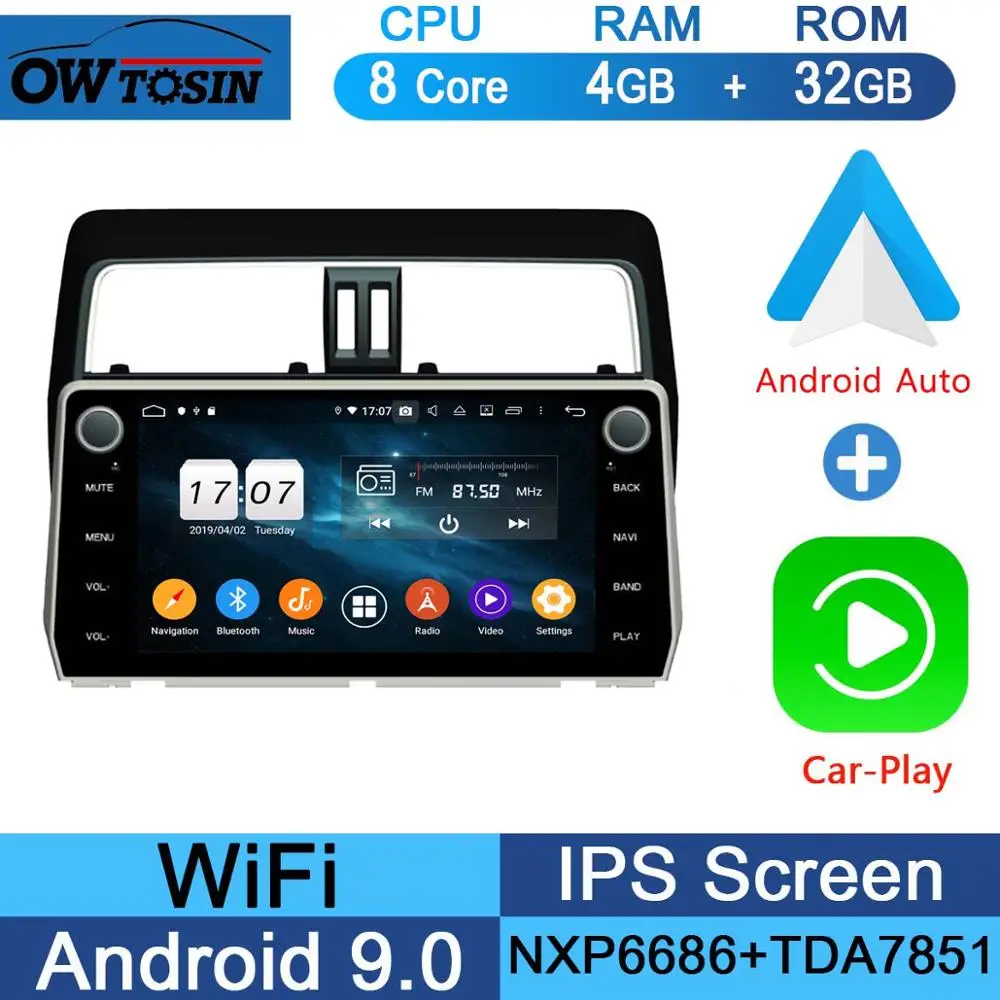 10," ips Android 9,0 8 ядерный 4G+ 64G Автомобильный мультимедийный плеер для Toyota Land Cruiser Prado gps Радио DSP CarPlay Parrot BT - Цвет: 32G CarPlay Android