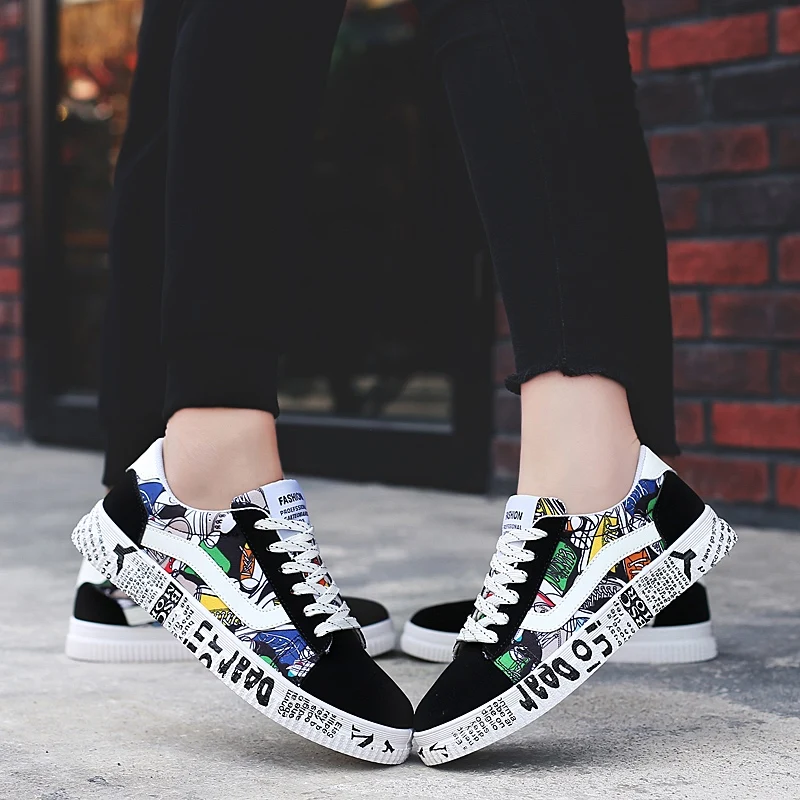 TYDZSMT 2020 여름 여성 스 니 커 즈 화이트 캐주얼 신발 연인 인쇄 패션 아파트 숙 녀 Vulcanized 신발 Zapatos 드 Muj