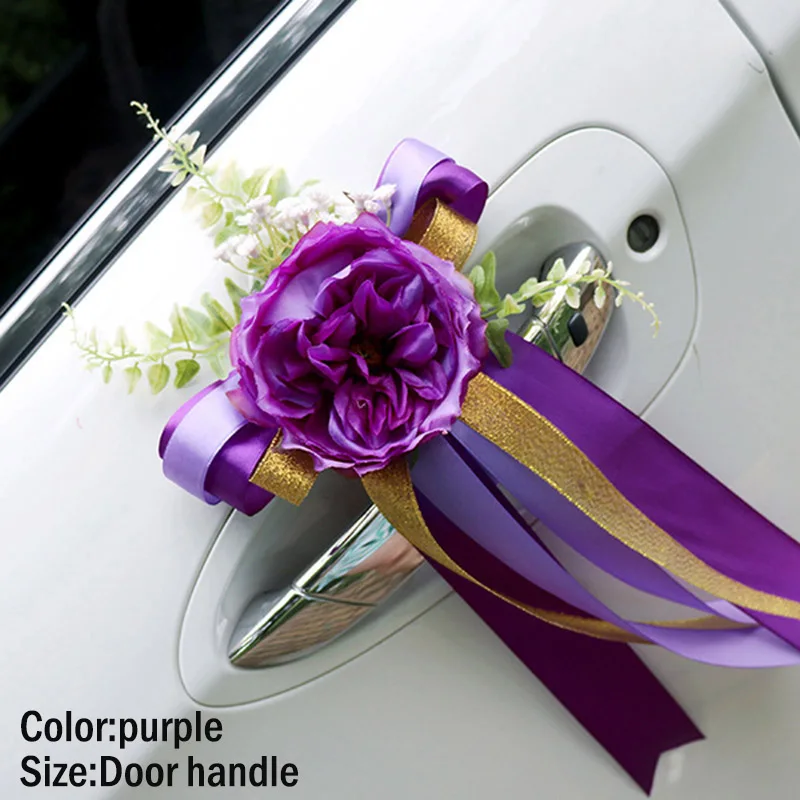 Креативный прекрасный свадебный автомобиль украшение цветок дверные ручки зеркало заднего вида Декоративные искусственные цветы LXY9 AU07 - Цвет: Door handle