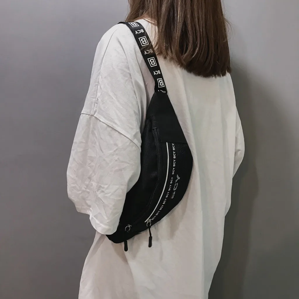 Женская нагрудная сумка на плечо, поясная сумка, повседневный спортивный кошелек с буквенным принтом, Холщовая Сумка для писем, большие объемные сумки