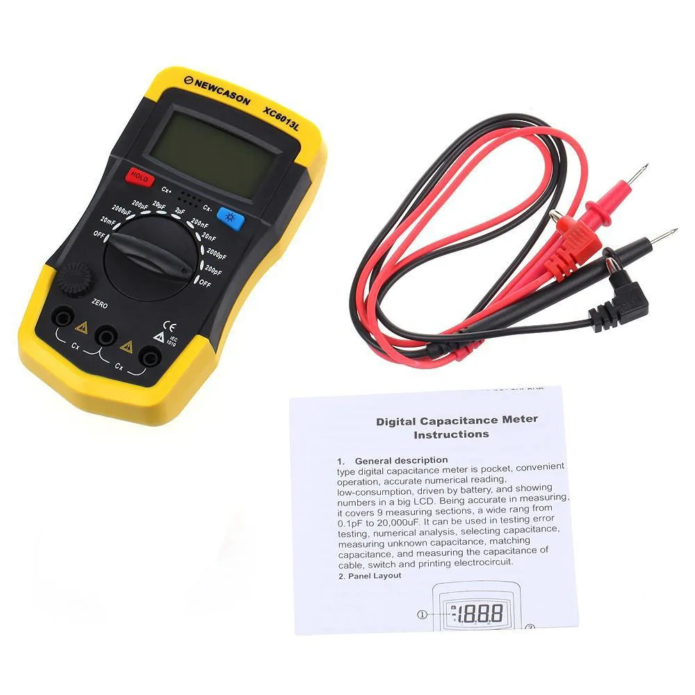

XC6013L Digtital LCD Meter Capacitance Capacitor Tester mF uF Circuit Gauge
