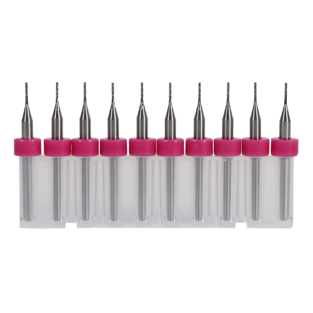 

10Pcs/set 0.8mm Carbide CNC/PCB End Mill Endmill Engraving Bits for Milling Machine