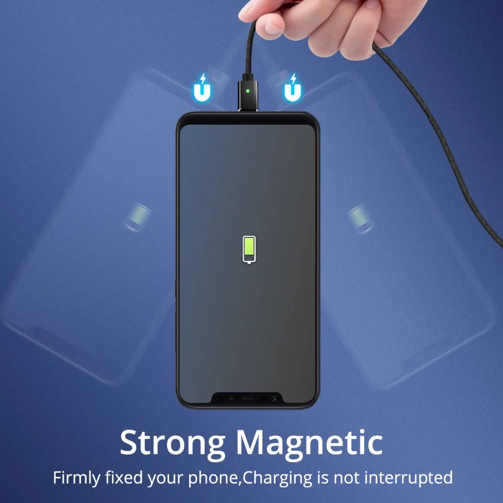 FONKEN Magnetic Cable 3A Micro USB Cable Magnet Fast Charge USB Charger Phone Cables Android Data Sync 1m 2m Quick Charging Cord