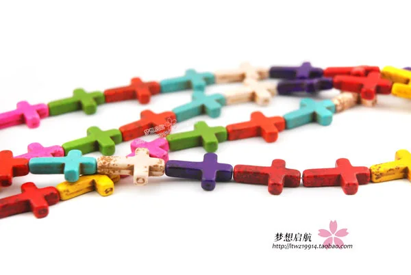 

(25 pieces/lot) 12mm*15mm Synthetic Stone cross ,vintage cross beads for jewelry making multicolor