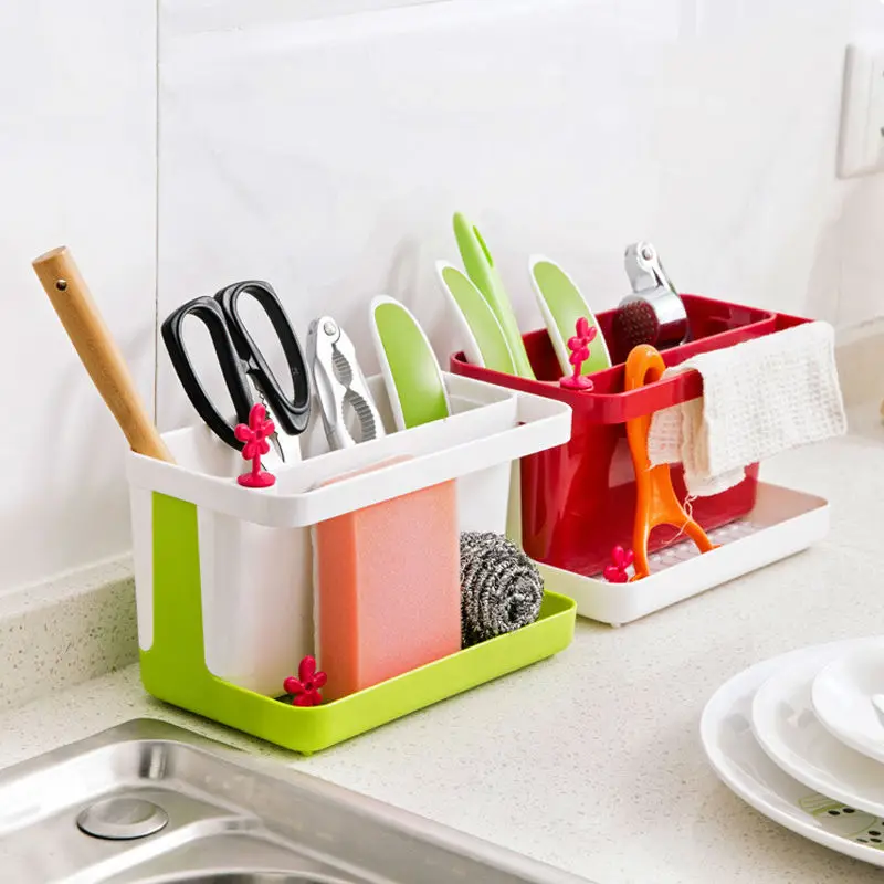 FHEAL Kitchen Draining Storage Rack Sink Sponge Cleaning Brush Towel Holder Utensils Storage Shelf Bathroom Organizer Rack (14)