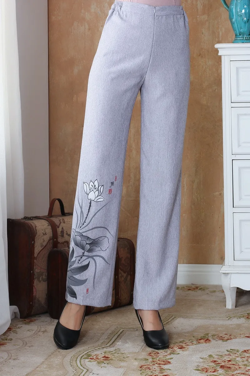 Шанхай история китайский национальный тренд Тан Брюки quinquagenarian женские брюки китайский стиль брюки 3 цвета 2502