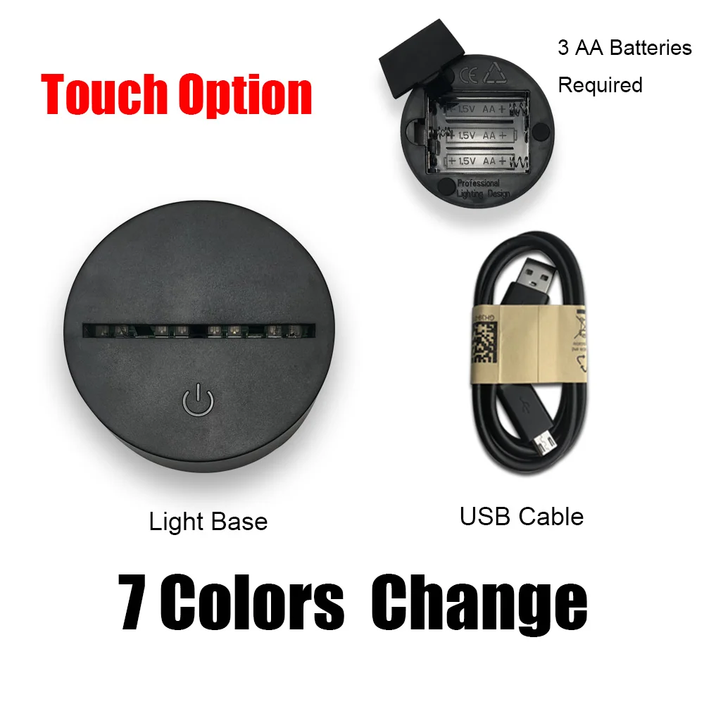 Только лампа базовый переключатель три цвета сенсорный 7 цветов Пульт дистанционного управления 16 цветов не включает акриловую пластину подходит для нашей акриловой пластины