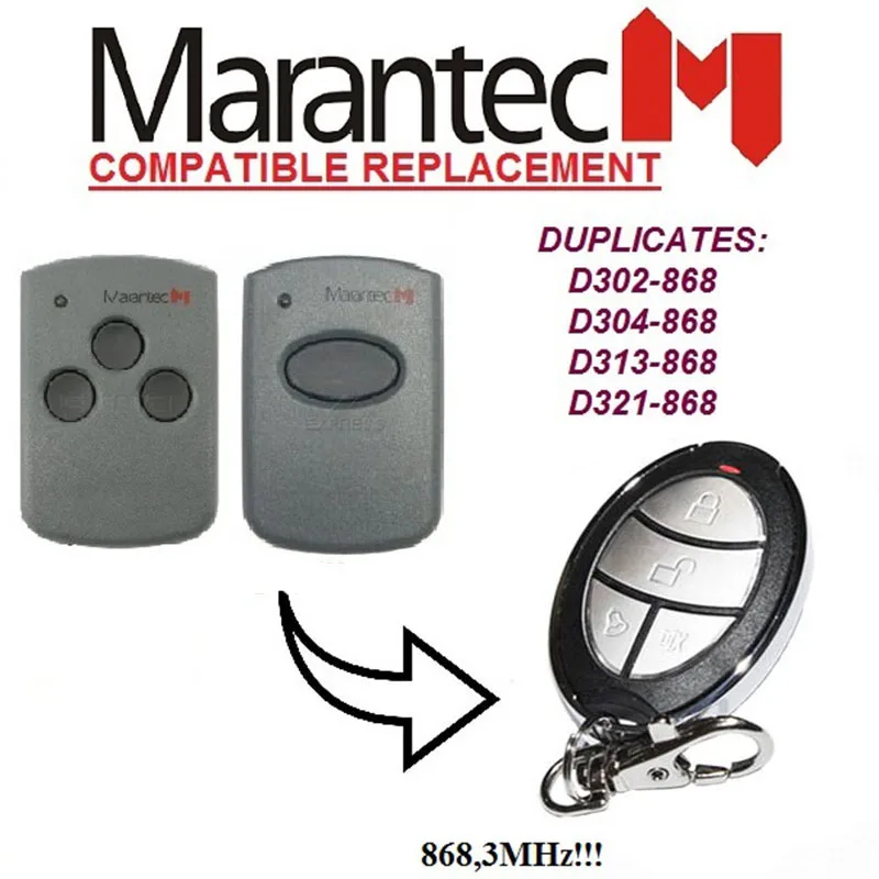 

The garage door for Marantec D321-868,D313-868 duplicator remote 868mhz.