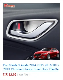 Для Mazda 3 Axela BM седан хромированный противотуманный светильник, боковое зеркало, накладка, задний багажник, полоса, украшение автомобиля, Стайлинг