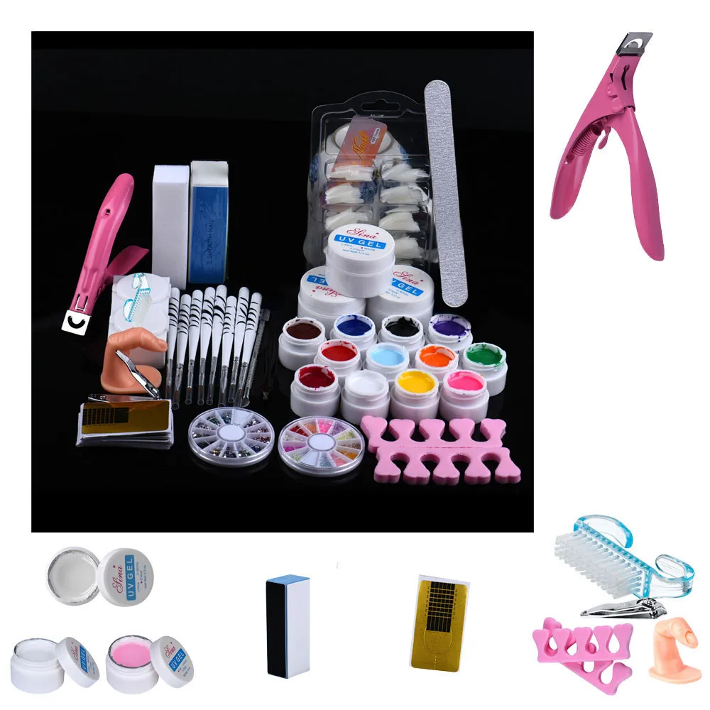 

Nail Tool 20 in 1 Combo Set Professional DIY UV Gel Nail Art Kit Brush Buffer Tool Nail Tips Glue Acrylic Set wholesaler 1j20