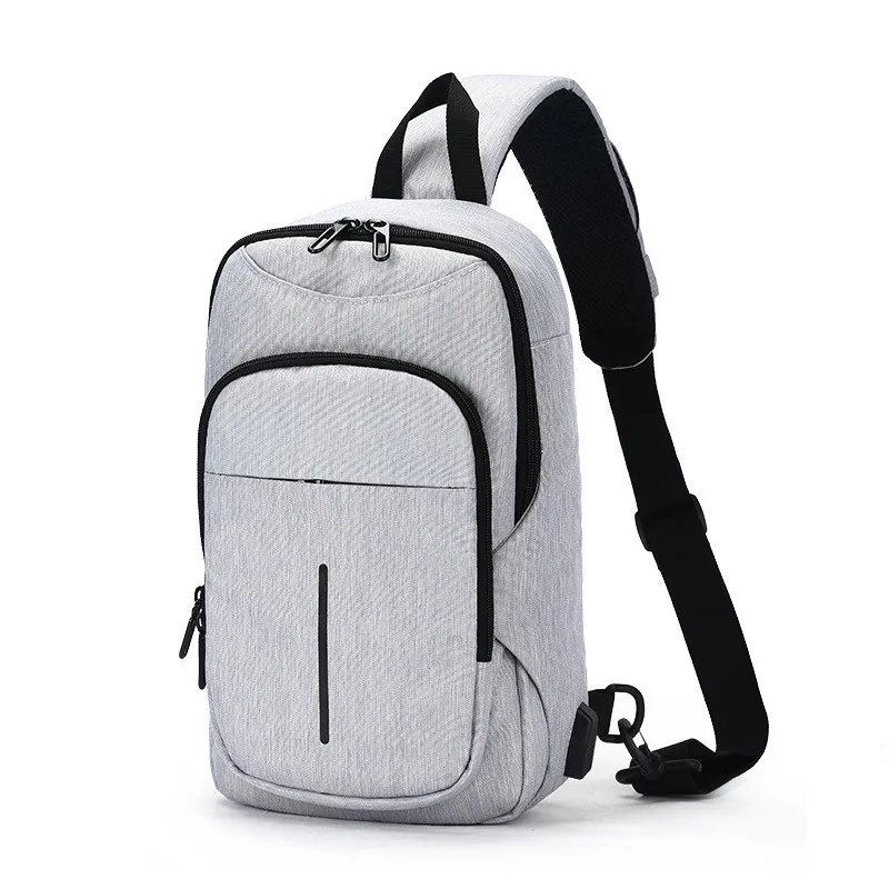 OZUKO сумка через плечо мужская нагрудная сумка usb зарядка порт Мути-пространство сумки на плечо модная нагрудная сумка мессенджер дорожная водонепроницаемая - Цвет: grey