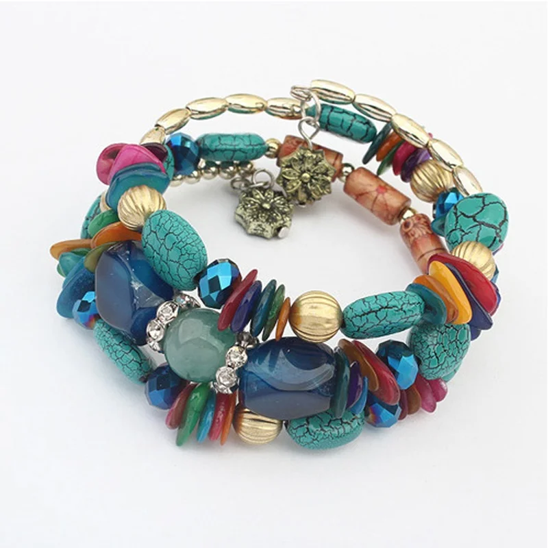 Модные Многослойные жесткие браслеты с натуральным камнем и прозрачным драгоценным камнем, позолоченный полимерный браслет, вечерние браслеты для женщин