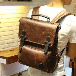 Новая модная мужская кожаный рюкзак высокого качества мужские дорожные сумки консервативный Стиль Мужчины школьные сумки повседневные