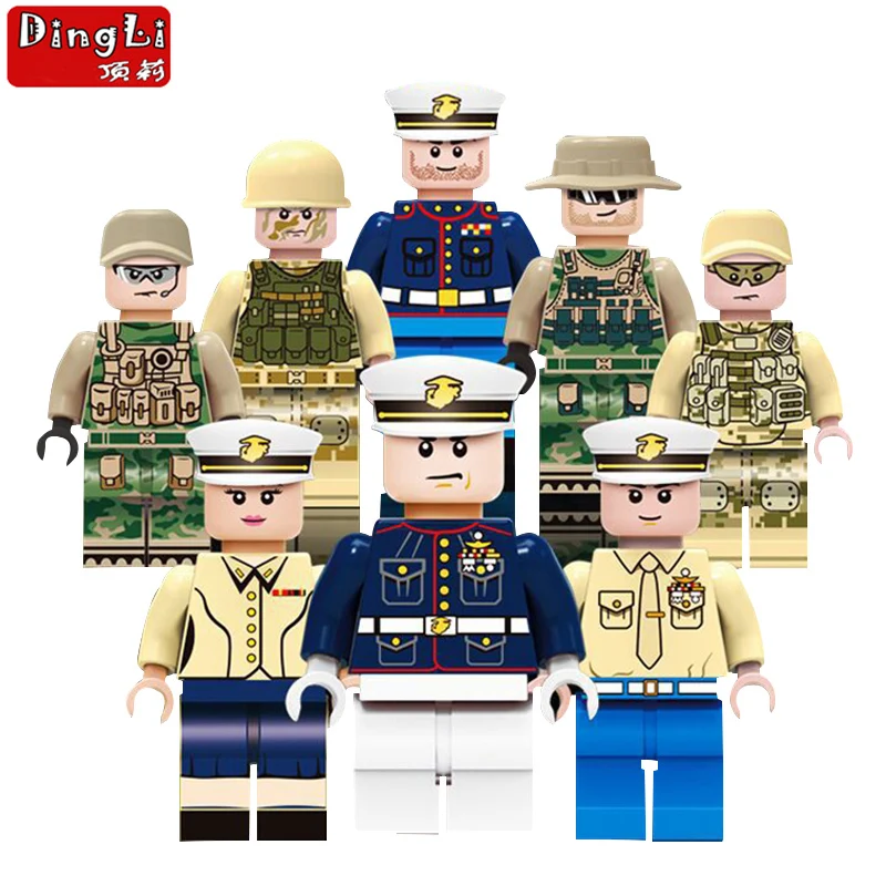 

Compatible legoing ww2 Military World War Army Soldiers Mini Figures SWAT Building Blocks Bricks Toys For Kids Children 8pcs/set