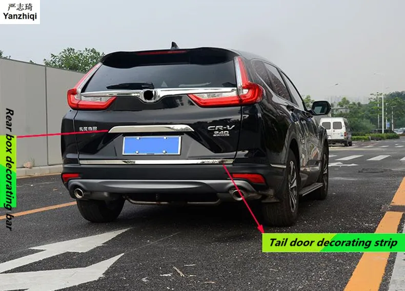

Stainless steel Rear box decorating bar Tail door decorating strip Car stickers Car Styling for HONDA CRV 2017-2018 accessories