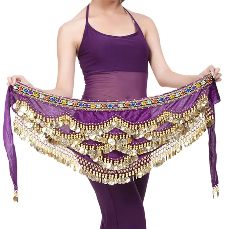 Belly Dance Hip Scarf Gold Coins Belly Dance Costume Skirt Wrap Belt belt for women fashion accessories 40FE1212