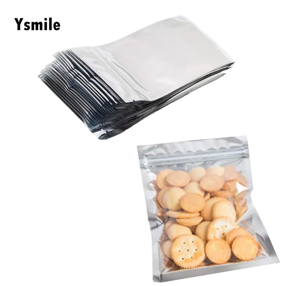 

Ysmlie Mylar Foil Bag Half Clear Aluminum for Food Storage Pocket Self Adhesive Zipper