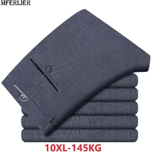 Новые высококачественные мужские офисные простые серые хлопковые брюки формальные брюки больших размеров 9XL 10XL Летние Осенние деловые брюки