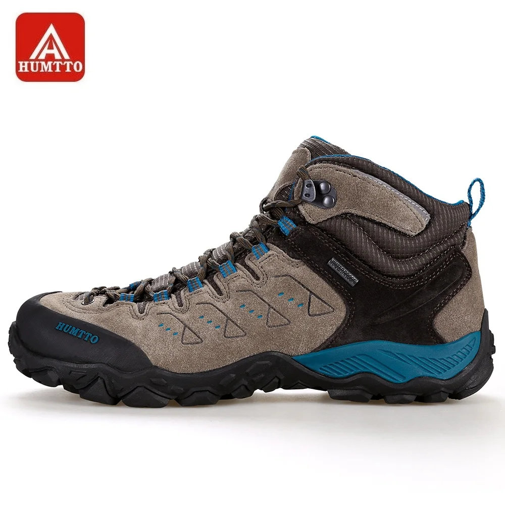 HUMTTO Hiking Shoes Men High Cut Breathable Lace up Leather Sneakers ...