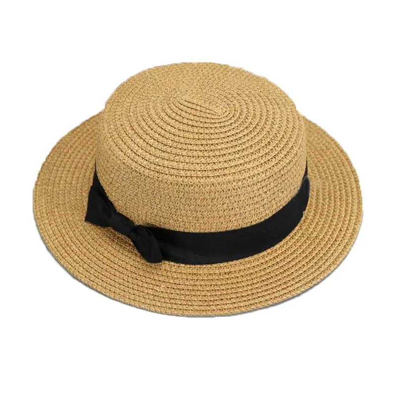 

Unisex Sun Hat Parent Child Sunbonnet Bowknot The Straw Hat Panama Beach Sun Protective Cap M4832 Kids And Adult Hat Summer